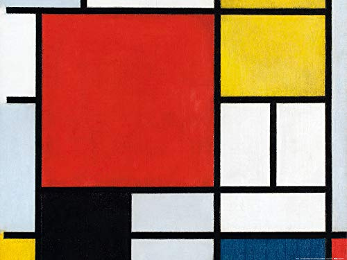 1art1 Piet Mondrian Poster Komposition Mit Großer Roter Fläche, 1921 Kunstdruck Bild 80x60 cm