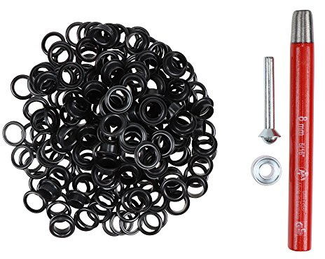 100 Stück Ösen 8 mm rostfrei mit Scheiben + Locheisen & Ösenwerkzeug – Komplettset für Leder, Stoff, Planen, Bastelarbeiten, Outdoor, Zelte, Textilien – Beste Qualität (brüniert)