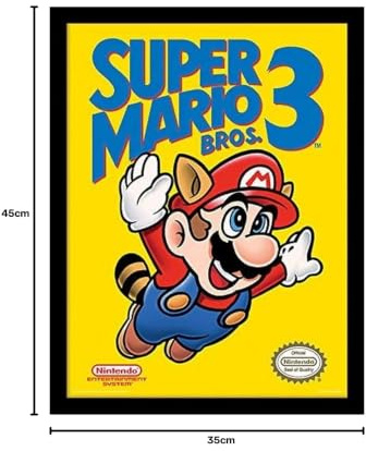 Pyramid International FP11296P-PL Super Mario Bros 3 (NES Cover) gerahmter Druck, 250 GSM Paperwrap MDF, Mehrfarbig, 44 x 33 x 4 cm