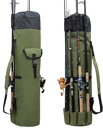 Fishing Tackle Pole Bag Rod Case, Folding Fishing Gear Storage Bag Case
