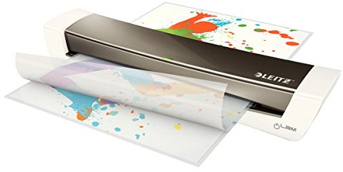 Leitz A3 Laminiergerät, Für 80 bis 125 mic Laminierfolien, inkl. Laminierhüllen Starterkit, Ideal für den Einsatz im Home Office, kleinen Büros & Schule, Dunkelgrau, iLAM, 74400089