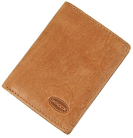 BOCCX kleine Herren Kombibörse Vintage Look Geldbeutel Geldbörse Leder mit 6 Kreditkarten Herrenbörse 40027 präsentiert von GoBago (Hellbraun)