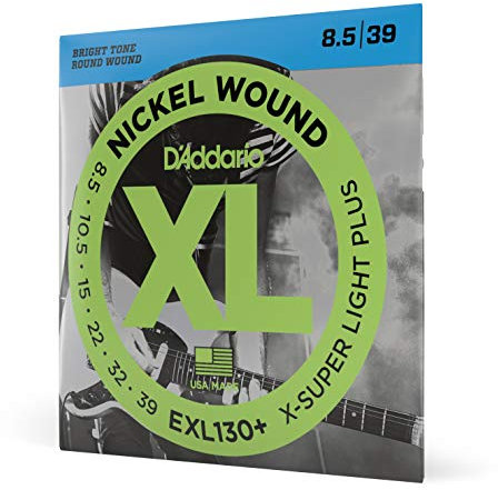 D'Addario Corde Chitarra Elettrica - EXL130+ - Set Corde per Chitarra Elettrica per Ferita Nichel - 6 Corde - Extra Super Light Plus, 8.5-39 - 1-Paccetto