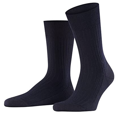 FALKE Herren Socken Bristol Pure M So Wolle einfarbig 1 Paar, Blau Dark Navy 6370, 43-44