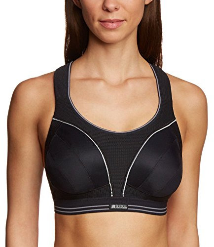 Champion Women's Shock Absorber S5044 Ultimate Run Bra Sports Bra, Black/Silver, 32D