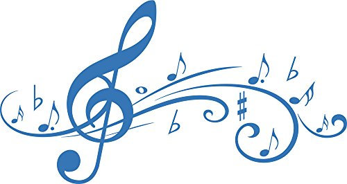 GRAZDesign Wandtattoo Musik Wohnzimmer Jugendzimmer Musikraum | Wandaufkleber Notenschlüßel - 94x50cm / 053 hellblau