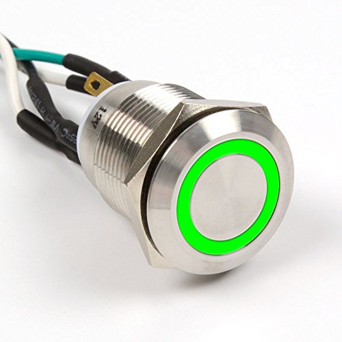 Impactics Compatible Vandalismustaster 19mm, IP67, grüne LED - Silber