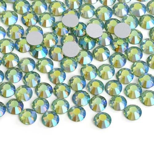 Jollin Glue Fix Crystal AB FlatBack Rhinestones (ss20 576pcs, Light-green AB) by Jollin