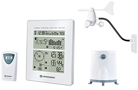 Bresser WeatherCenter 7002500 Stazione metereologica, stazione meteo wireless con sensore termo-igrometro, anemometro e pluviometro