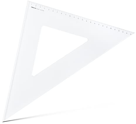 Aristo AR4526F Dreieck 45° mit Facette (Kathete 260mm, Hypotenuse 368mm, abriebfeste Tiefprägung der Teilung, Plexiglas) transparent