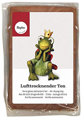 Rayher Lufttrocknender Ton, dunkelbraun, 500 g, Modelliermasse, lufthärtend, weich, geschmeidig, ohne brennen, 3449905