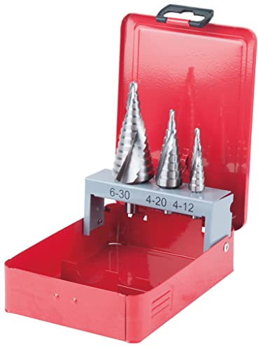 KS Tools 330.2413 HSS Co 5 Stufenbohrer-Satz, Stahlblechkassette 3-tlg.