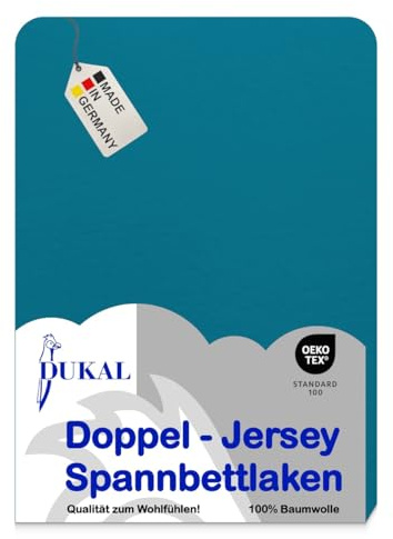 Dukal | Topper Spannbettlaken | max. Höhe 10 cm | 180x200 – 200x200 cm | aus hochwertigem DOPPEL-Jersey | 100% Baumwolle | Farbe: petrol
