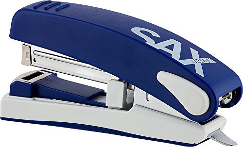 SAX 539 Flachhefter M – Robuster Bürohefter für bis zu 30 Blatt, Spezialheftung für 30% Stapelhöhen-Einsparung, Geringer Kraftaufwand, Max. Tiefe 63mm, Inklusive 10 Jahre Garantie, Stilvolles Design
