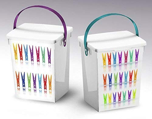 Plastic 5Lt Peg Design Pegs Storage Box Container Caddy with Lid & Handle (Purple Handle)