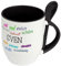 digital print Löffeltasse mit Namen Sven - Positive Eigenschaften von Sven - Namenstasse, Kaffeebecher, Mug, Becher, Kaffeetasse - Farbe Schwarz