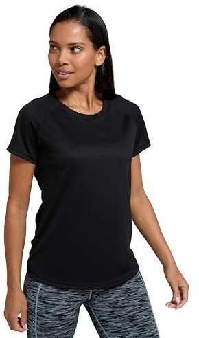 Mountain Warehouse Endurance Womens T-Shirt - IsoCool Ladies Top, UV Protection UPF30+ Tee, Breathable & High Wicking - for Spring Summer, Running, Travelling Black (Plain) Women's Size 8