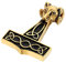 Flongo Men's Biker Stainless Steel Celtic Knot Thor Hammer Gold Wolf Head Pendant Necklace, 22 inch Chain