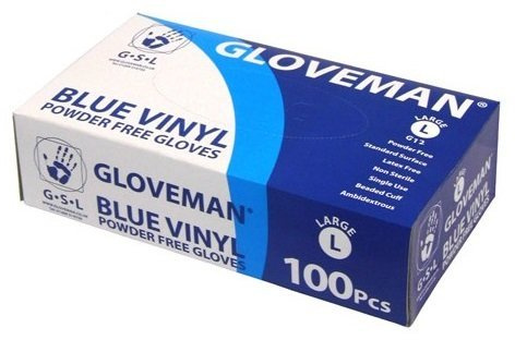 Gloveman Blue Vinyl Gloves (Box of 100) (Large) by GLOVEMAN