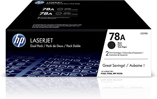 HP Original 78A Black Toner Cartridges (2-Pack) | Works LaserJet Pro P1566, P1606 Series, LaserJet Pro MFP M1536 Series | CE278D