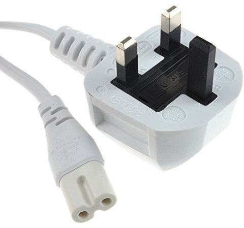 kenable Figure 8 Power Cable UK Plug to C7 Lead for LED or Smart TV White 3m