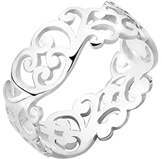 Elli Ring Damen Echtschmuck Ornament Cut Out Blätter in 925 Sterling Silber