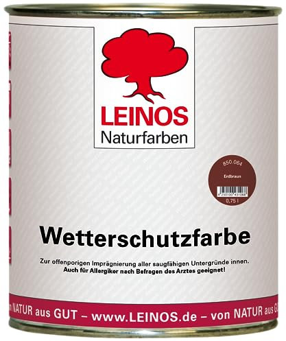 LEINOS Wetterschutzfarbe 750 ml | Erdbraun Holzlasur für Holzfassaden Fenster Gartenhäuser | wetterbeständige Deckfarbe, effektive Versiegelung, langanhaltender Schutz auf Ölbasis im Außenbereich