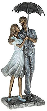 HWTONG Dekofigur Rainy Day, Romantisches Paar, spazierend mit Regenschirm