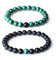 COAI Kristall Armbänder für Paare Partner Armband Distance Bracelets aus Matt Onyx und Malachit