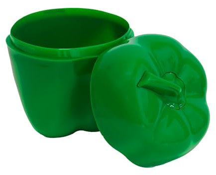 Fackelmann Conservador de Pimiento, preserva por más tiempo el pimiento troceado, Polipropileno, Cierre Fácil, Apto para Lavavajillas, Color Verde, 11x8,5cm. 1ud.