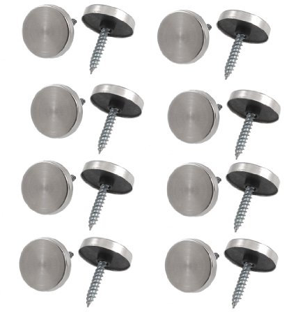 sourcing map 8 pcs Cache Vis Miroir Clous Décoratif pour garde-robe Table Verre 14 mm de diamètre en acier inoxydable capuchon