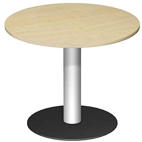 Konferenztisch, rund mit Säulenfuá, Durchm.xH 900x 720 mm, Plattenfarbe ahorn, Säule silber, Tellerfu