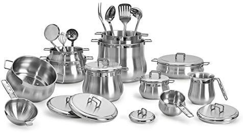 Barazzoni Tummy Batteria 25 pezzi, Acciao inox 18/10. Made in Italy