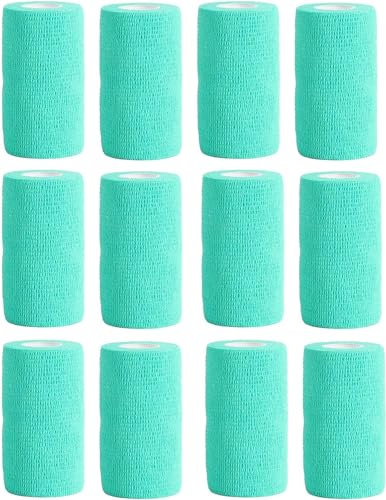 Haftbandage – 12 Rollen x 10 cm x 4,5 m, Erste Hilfe, Sport, Bandagen, COBOX Tierarztverband selbstklebende Bandagen, blaugrün