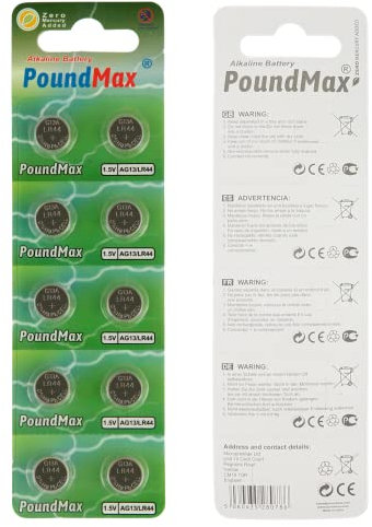 PoundMax® - 10 batterie alcaline a bottone AG13 LR44 1,5 V