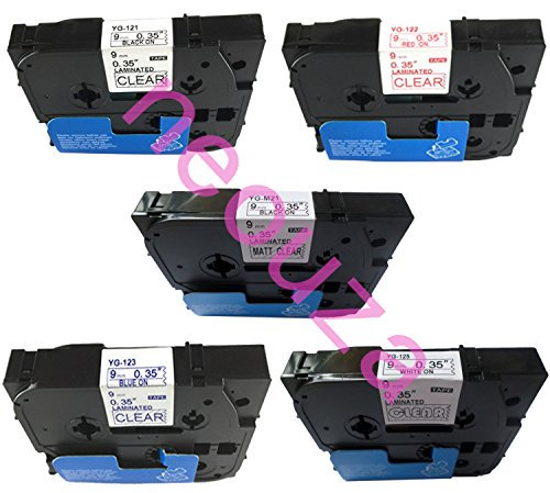 neouza 5er-Pack kompatibel für Brother P-Touch laminiert TZe TZ Label Tape Breite 3/20,3 cm X Länge 26,2 '9 mm x 8 m Set of 5 Colors on Clear