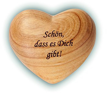 Waldfabrik Black Forest Herz mit Gravur aus Zierholz, ideal als Geschenkidee und Glücksbringer, Spruch wählbar (Schön, DASS es Dich gibt!)