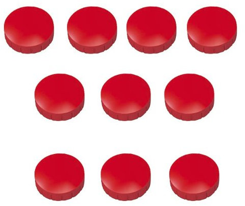 10x Magnete, Rot Ø 24mm, Haftmagnete für Whiteboard, Kühlschrankmagnet, Magnettafel, Magnetwand, Magnet Rund