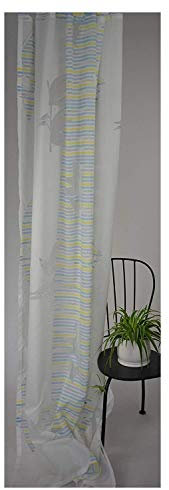 Schlaufenschal Vorhang Gardine Ausbrenner-Qualität 135 x 245 (BxH) cm Weiß-Blau-Türkis