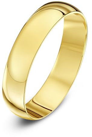 Theia Unisex Ehering 9 Karat Gelbgold, Massive D-Form, poliert, 4mm - Größe 50 (15.9)