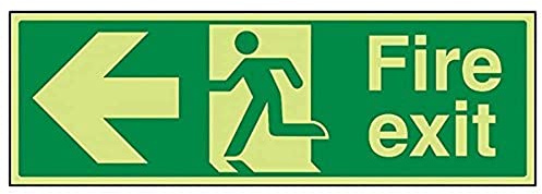 Vsafety 14003bj-g signo de salidas de incendios, FIRE Exit Flecha Izquierda, plástico, paisaje, 450 mm x 150 mm), color verde