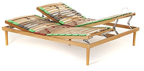 Materassimemory.eu Rete Matrimoniale in legno di faggio Alzata Manuale Testa Piedi mis. 160x190 doghe ammortizzate e basculanti
