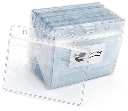 Tarjetas de identificación 50 pcs claro plástico horizontales Nombre etiqueta Badge Id Tarjeta