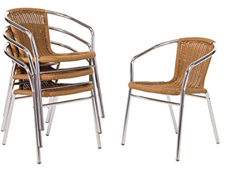 Bolero Rattanstühle mit Armlehne in Aluminiumdesign naturell