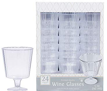 Clear Premium Quality Plastic Wine Glasses 150ml - 24 Pack