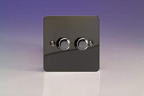 Varilight 2-Gang 2-Way V-Pro Push On/Off Rotary LED Dimmer 2 x 0-120W Iridium