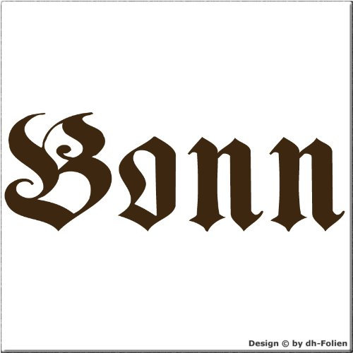 cartattoo4you® AH-00654 | BONN - Fraktur/Altdeutsche Schrift | Autoaufkleber Aufkleber Farbe braun, in 24 Farben erhältlich, glänzend 57 x 20 cm Premium-Qualität Waschstrassenfest