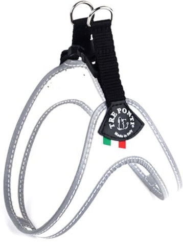Tre Ponti Geschirr Easy Fit Classic Neon mit Click-Verschluss weiss 25 - 29 cm bis ca. 3 kg