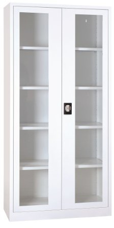 Lüllmann Medizinschrank weiß 195x92,5x42,2cm komplett montiert | Arzneischrank, Medikamentenschrank, Krankenhausschrank, transparent, XXXL 570157