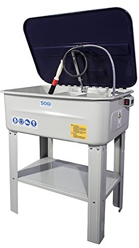 SOGI SP-LV-E Fontaine de lavage avec pompe, bac de récupération pour liquides de moteurs, carters, idéale pour garages, le lavage de pièces mécaniques